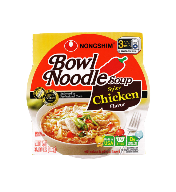 NONGSHIM Bowl Noodle Soup Spicy Chicken Flavor 3.03oz (86g)